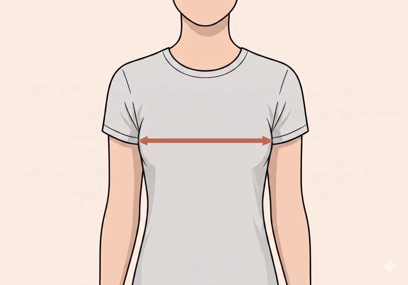 Illustration of a woman's torso with a tape measure around the bust at the fullest point, level across the back