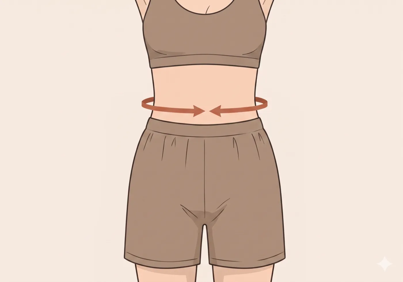 Illustration of a woman's torso with a measurement indicator at the natural waist above the belly button
